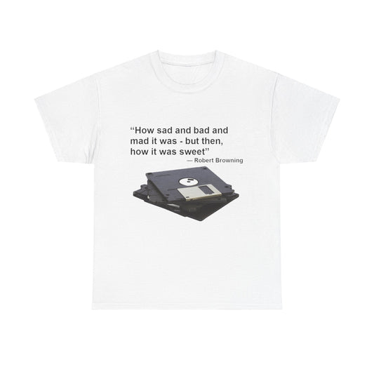 Unisex Heavy Cotton Tee - Floppy Disk Nostalgia-T-Shirt-Printify-White-S-Crew neck, DTG, Men's Clothing, Regular fit, T-shirts, Unisex, Women's Clothing-PhoneCaseBoss.com