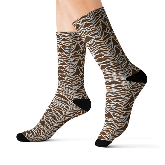 Unknown Pleasures Sublimation Socks - Brown Joy Division Socks