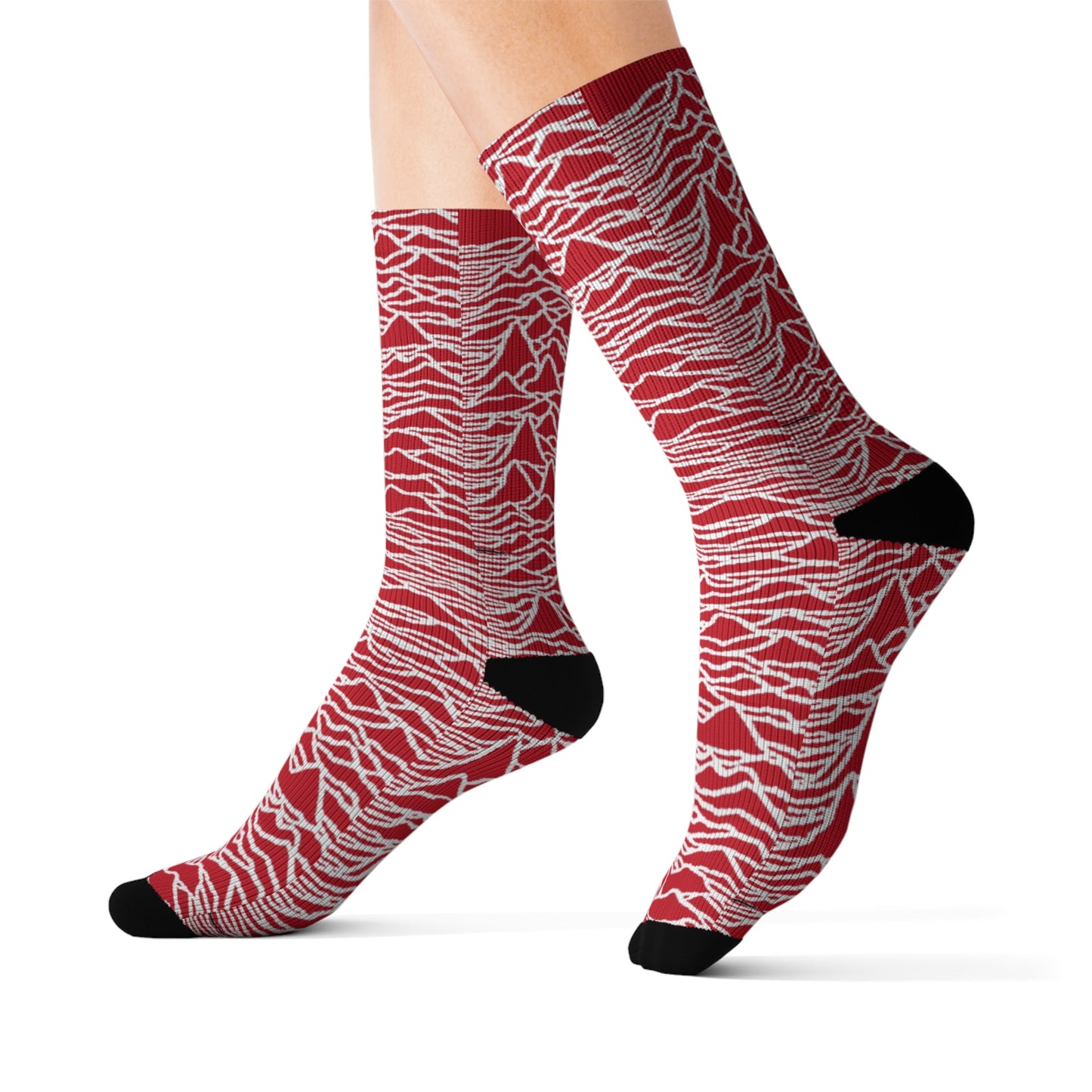 Unknown Pleasures Sublimation Socks - Red Joy Division Socks