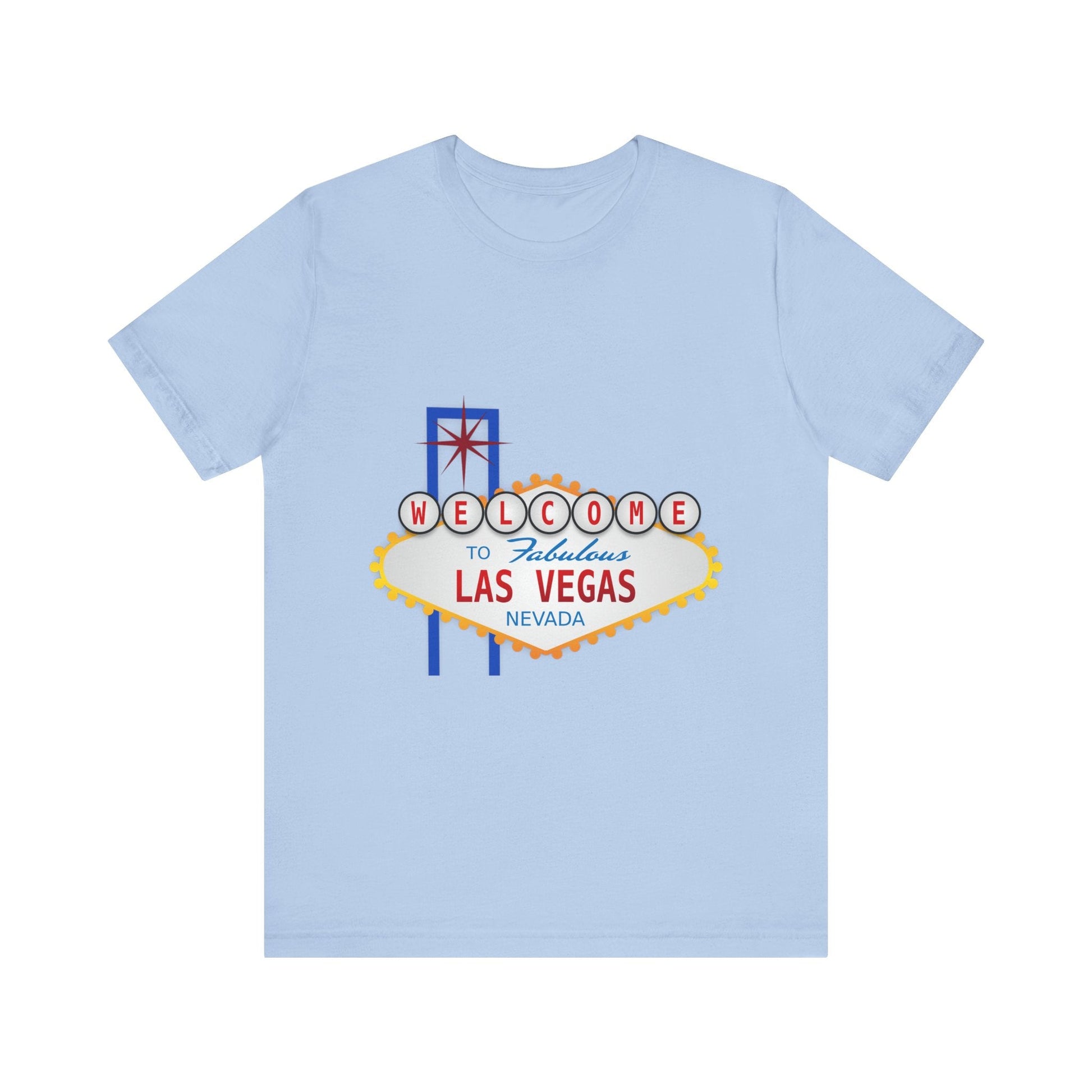 Welcome to Las Vegas - Unisex Jersey Short Sleeve Tee-T-Shirt-Printify-Baby Blue-XS-Crew neck, DTG, Men's Clothing, Regular fit, T-shirts, Unisex, Women's Clothing-PhoneCaseBoss.com