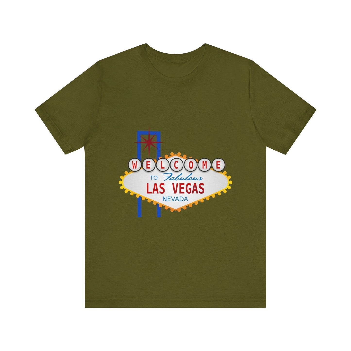 Welcome to Las Vegas - Unisex Jersey Short Sleeve Tee-T-Shirt-Printify-Olive-S-Crew neck, DTG, Men's Clothing, Regular fit, T-shirts, Unisex, Women's Clothing-PhoneCaseBoss.com