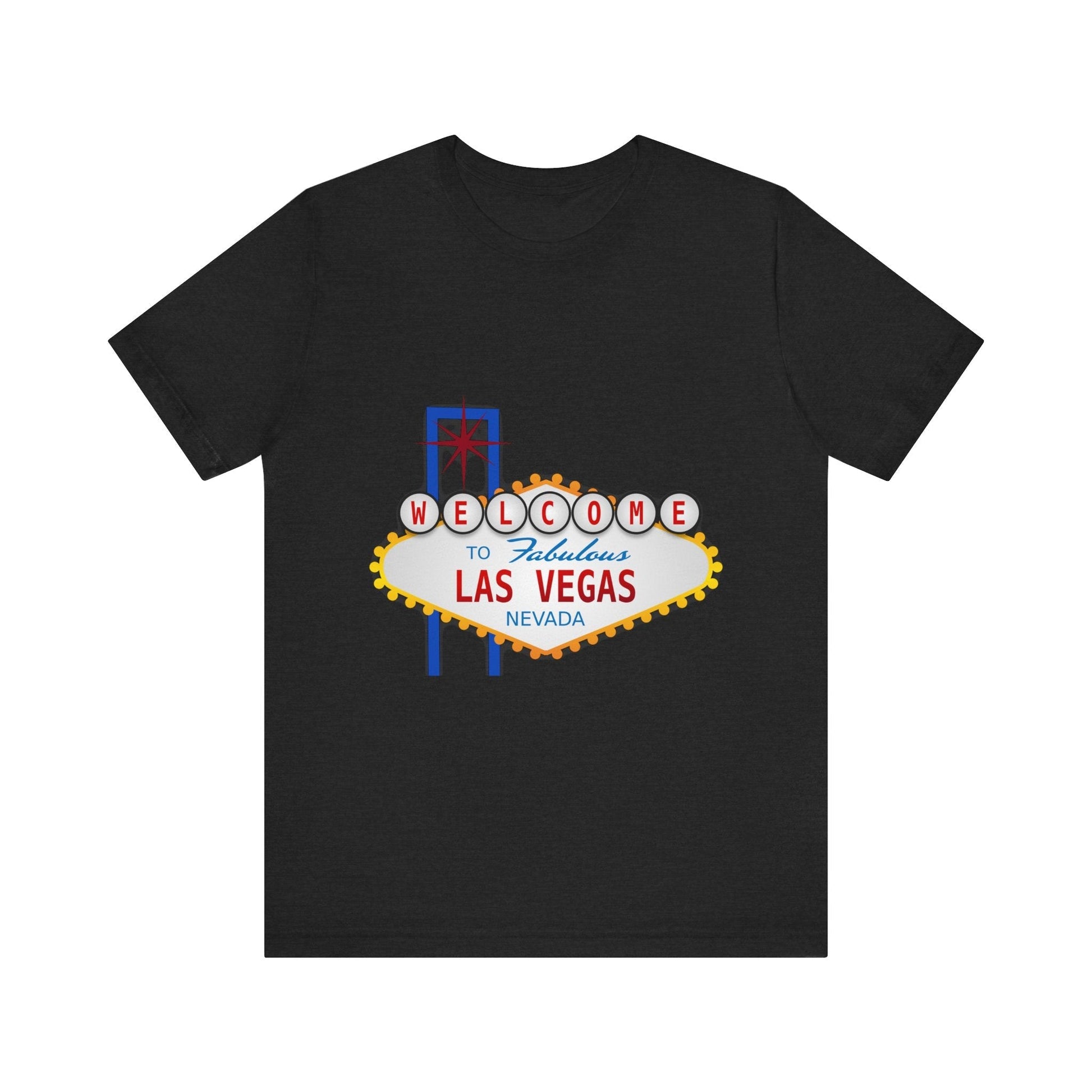 Welcome to Las Vegas - Unisex Jersey Short Sleeve Tee-T-Shirt-Printify-Solid Black Blend-XS-Crew neck, DTG, Men's Clothing, Regular fit, T-shirts, Unisex, Women's Clothing-PhoneCaseBoss.com