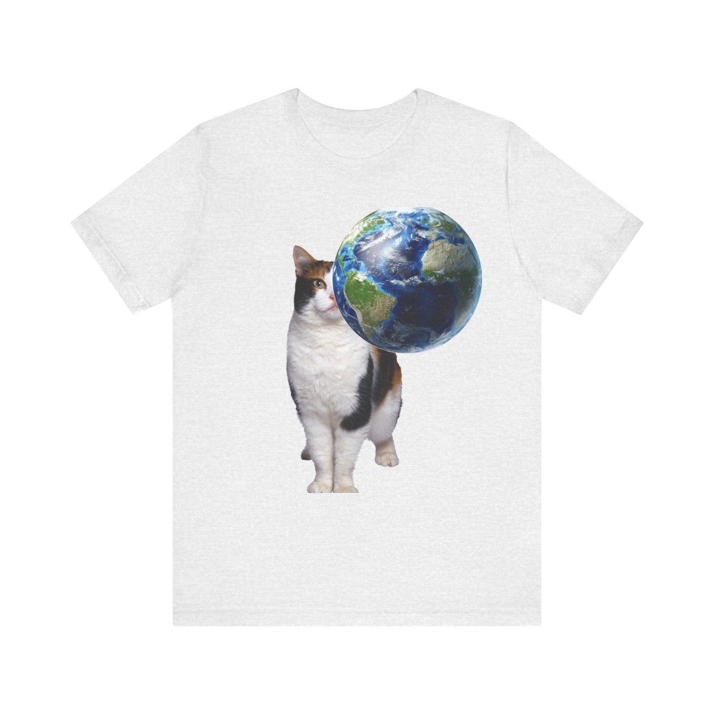 World Cat - Unisex Jersey Short Sleeve Tee-T-Shirt-Printify-Ash-S-Crew neck, DTG, Men's Clothing, Regular fit, T-shirts, Unisex, Women's Clothing-PhoneCaseBoss.com