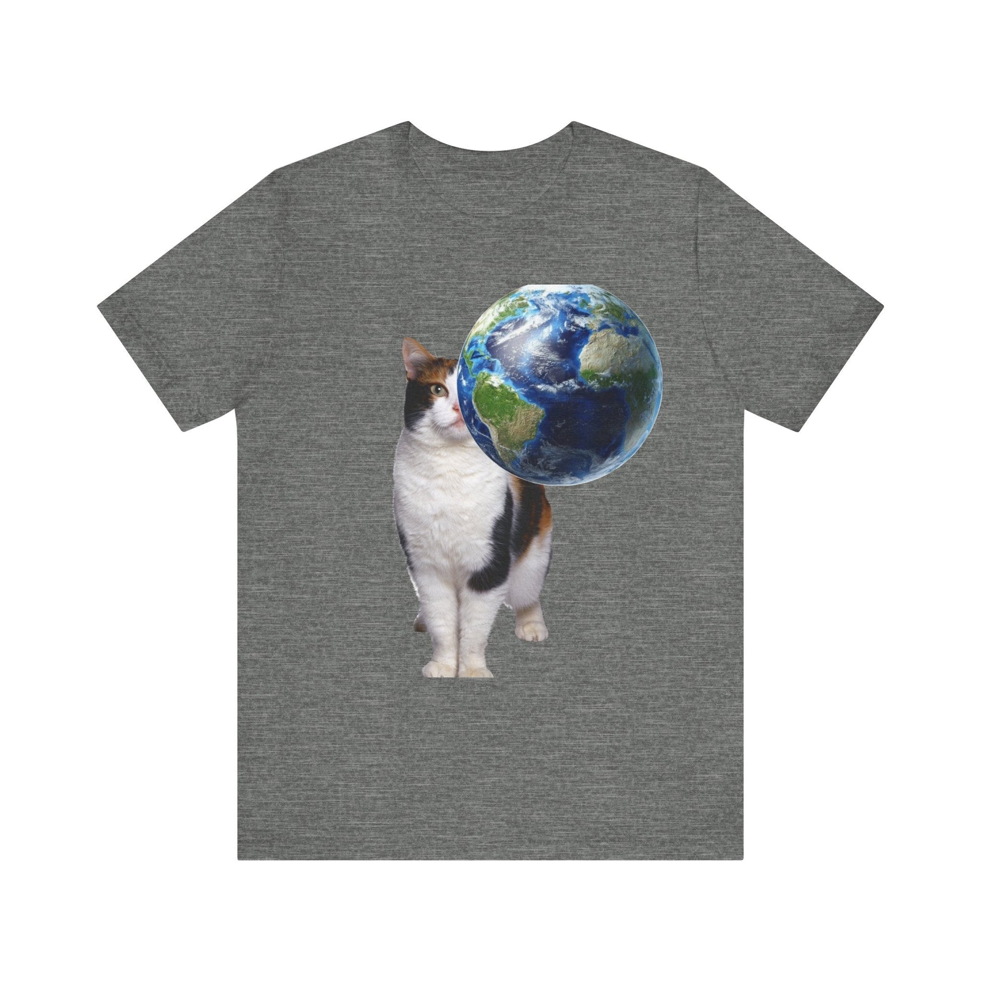 World Cat - Unisex Jersey Short Sleeve Tee-T-Shirt-Printify-Deep Heather-XS-Crew neck, DTG, Men's Clothing, Regular fit, T-shirts, Unisex, Women's Clothing-PhoneCaseBoss.com