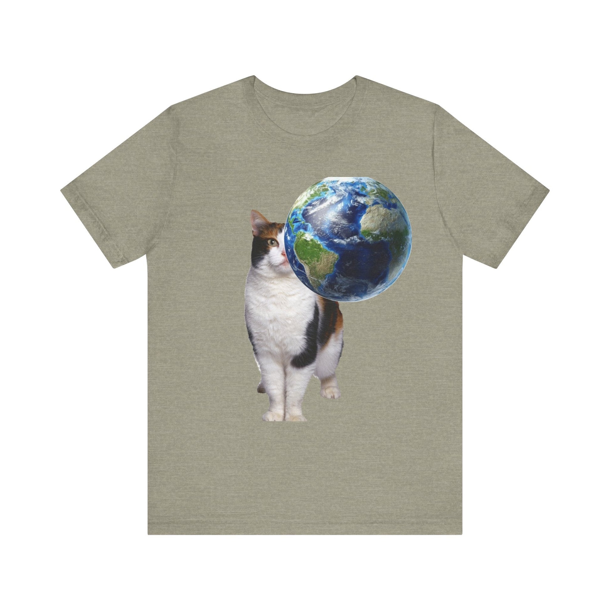 World Cat - Unisex Jersey Short Sleeve Tee-T-Shirt-Printify-Heather Stone-XS-Crew neck, DTG, Men's Clothing, Regular fit, T-shirts, Unisex, Women's Clothing-PhoneCaseBoss.com