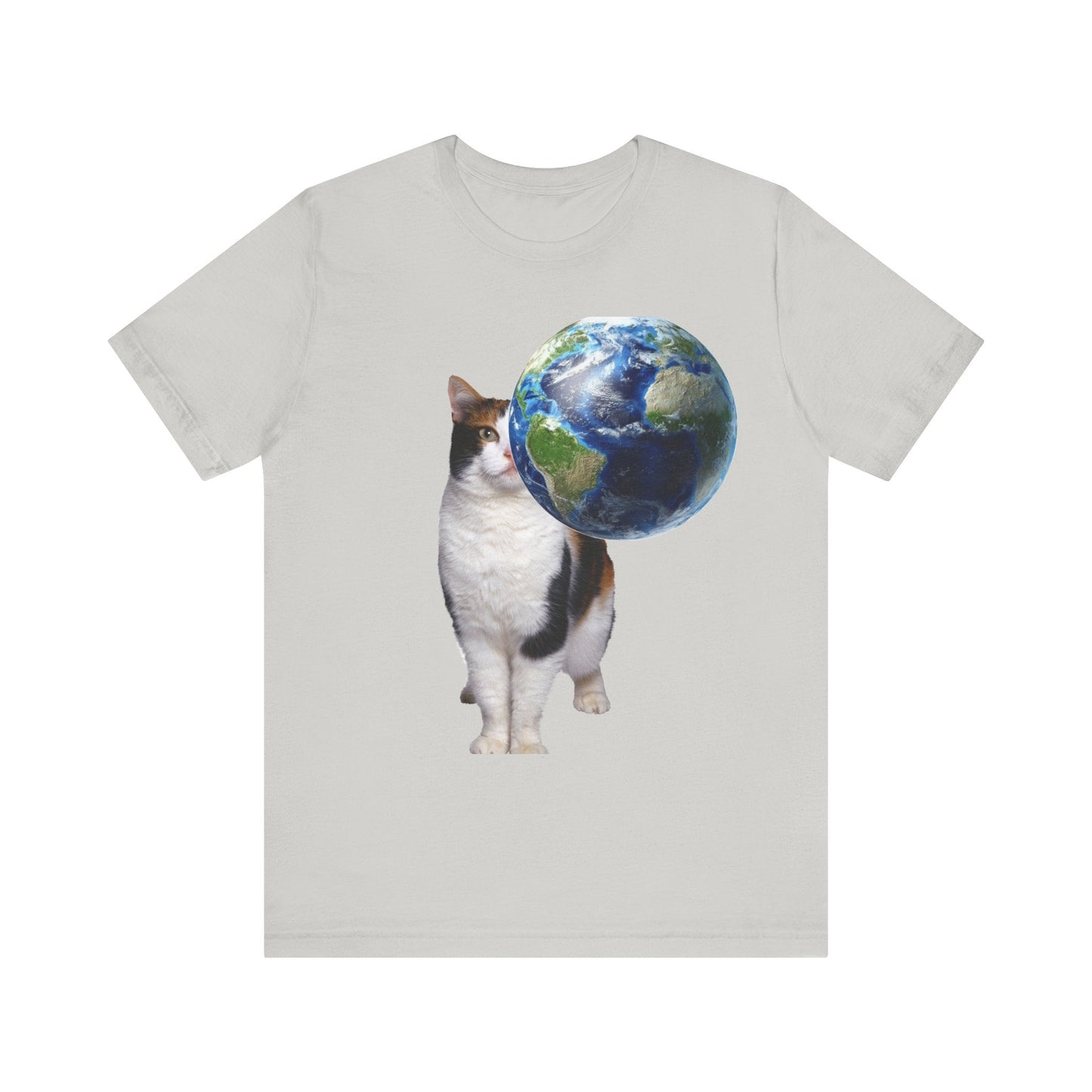 World Cat - Unisex Jersey Short Sleeve Tee-T-Shirt-Printify-Silver-XS-Crew neck, DTG, Men's Clothing, Regular fit, T-shirts, Unisex, Women's Clothing-PhoneCaseBoss.com