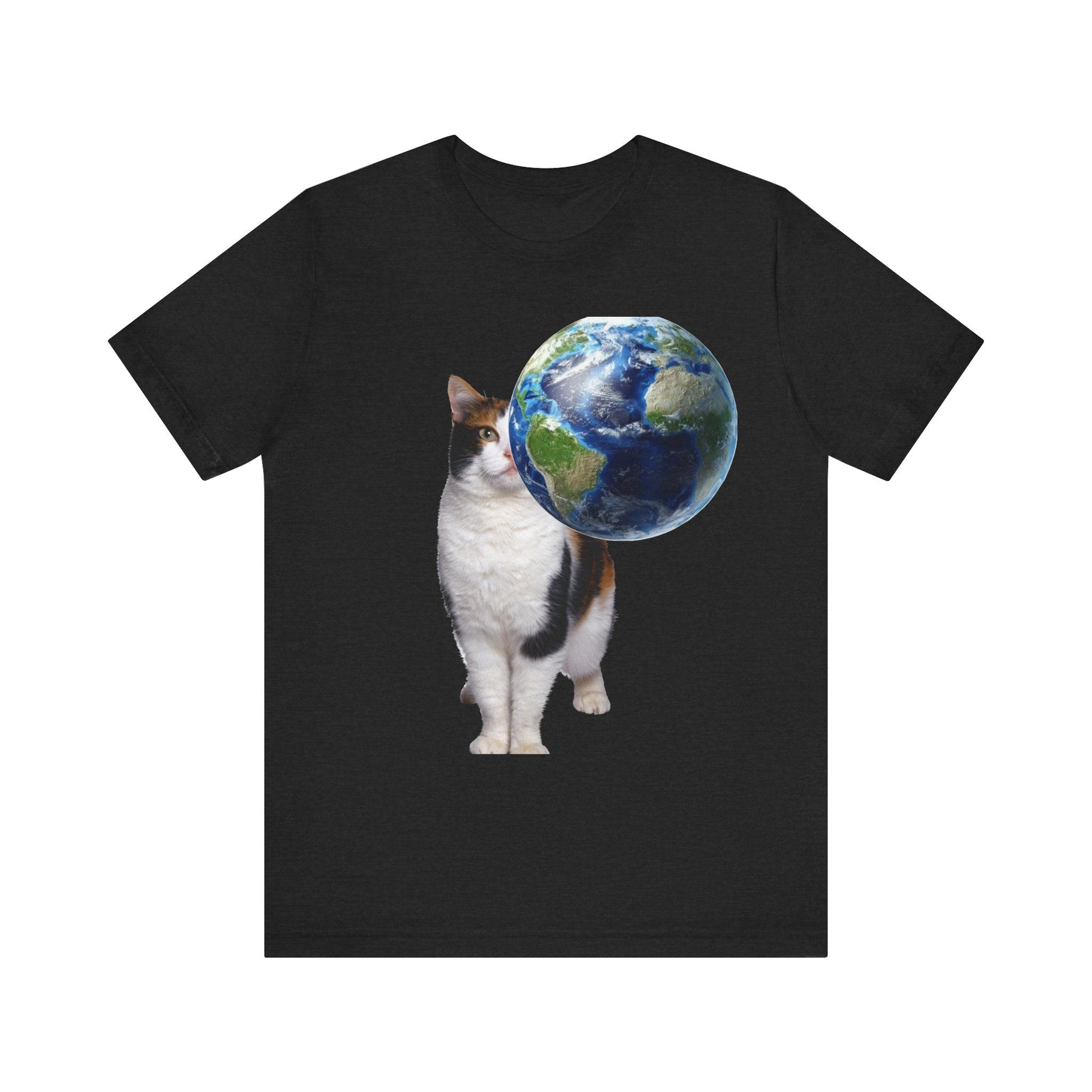 World Cat - Unisex Jersey Short Sleeve Tee-T-Shirt-Printify-Solid Black Blend-XS-Crew neck, DTG, Men's Clothing, Regular fit, T-shirts, Unisex, Women's Clothing-PhoneCaseBoss.com