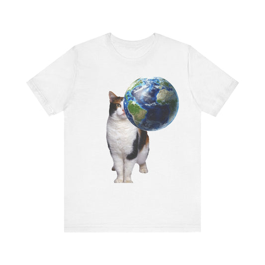 World Cat - Unisex Jersey Short Sleeve Tee-T-Shirt-Printify-Solid White Blend-XS-Crew neck, DTG, Men's Clothing, Regular fit, T-shirts, Unisex, Women's Clothing-PhoneCaseBoss.com